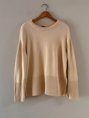 GAP 100% Cotton Warm Tan Oversized Crew Sweater, Sz Medium